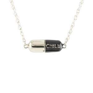 NEW KRIS NATIONS women's chill pill necklace in black/silver